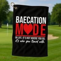 Cute Couples Trip Matching Vacation Baecation Vibes Gifts Golf Towel thumb 1
