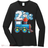 Chugga Chugga Train 2nd Birthday Party Supply Birthday Boy Women's Long Sleeve Shirt thumb 0
