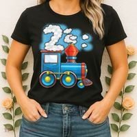 Chugga Chugga Train 2nd Birthday Party Supply Birthday Boy Women's T-Shirt thumb 2
