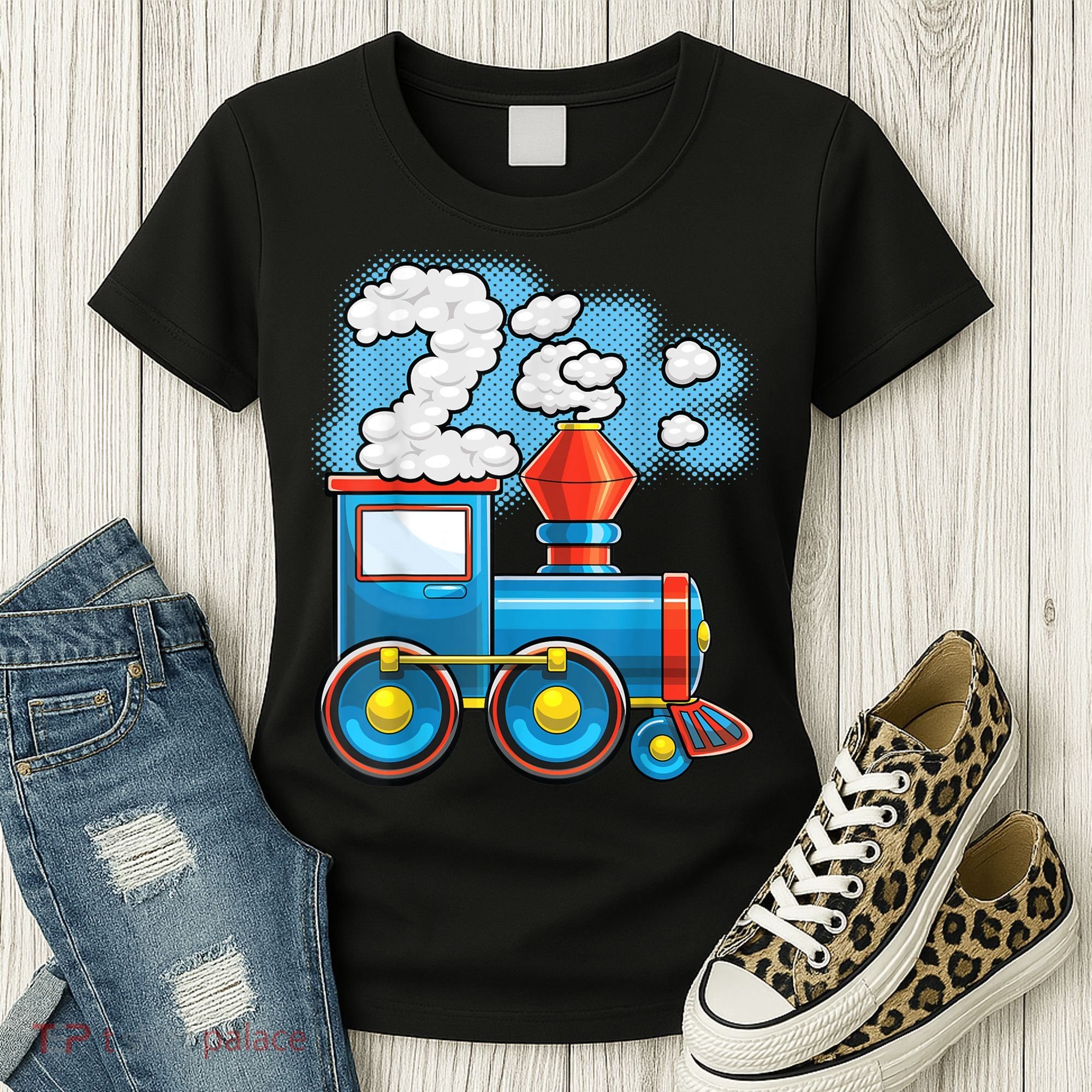 Chugga Chugga Train 2nd Birthday Party Supply Birthday Boy Women's T-Shirt