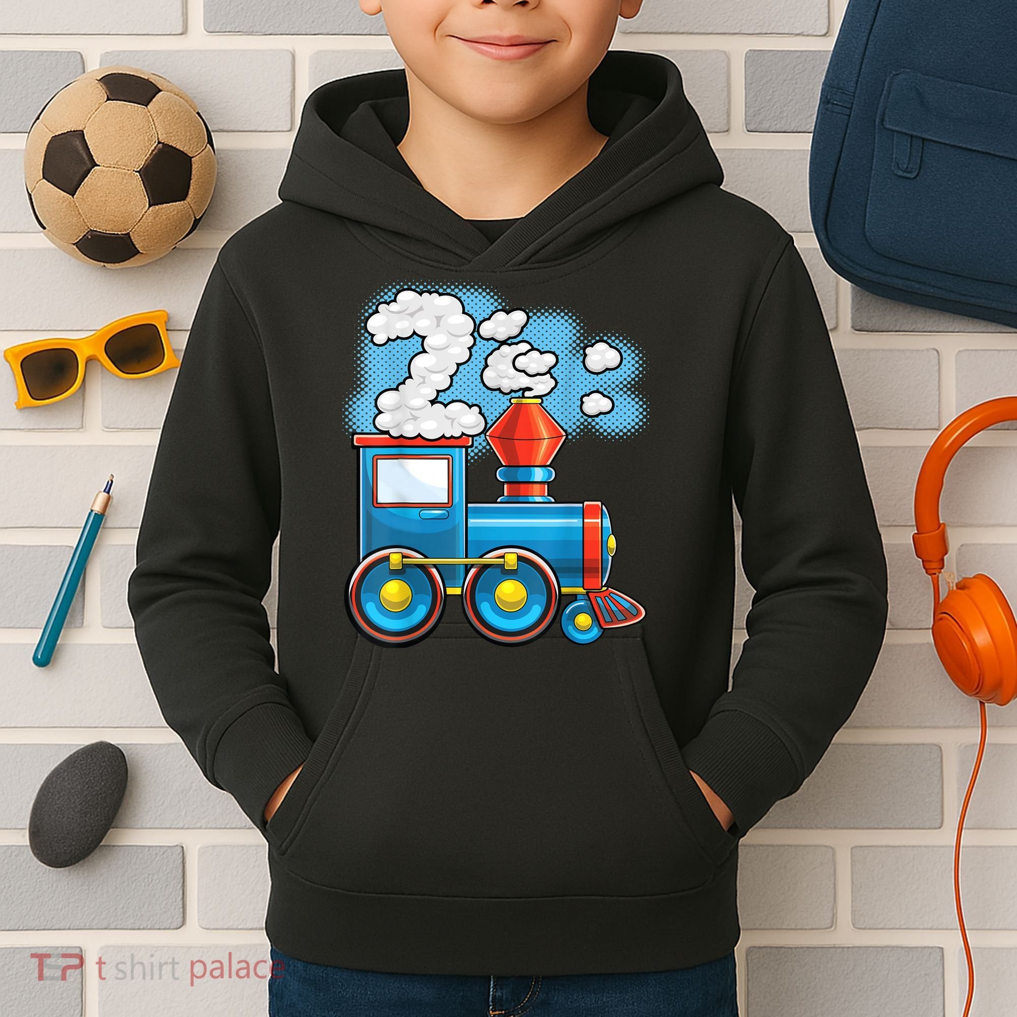 Chugga Chugga Train 2nd Birthday Party Supply Birthday Boy Kids Hoodie