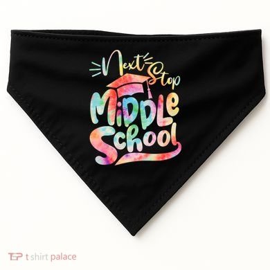 Cute Colorful Tie Dye Next Stop Middle School USA-Made Doggie Bandana