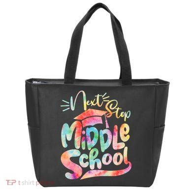 Cute Colorful Tie Dye Next Stop Middle School Tote Bag