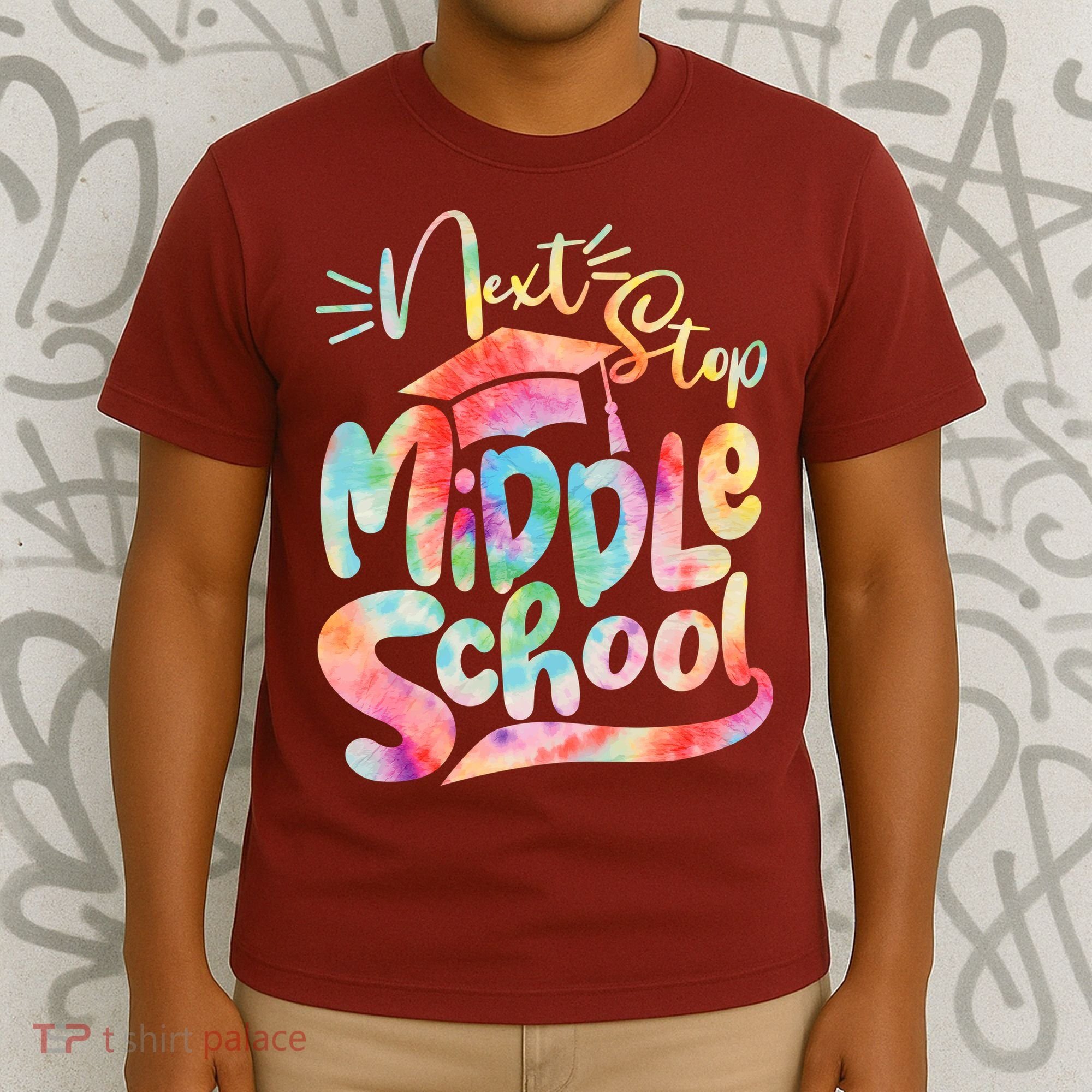 Cute Colorful Tie Dye Next Stop Middle School T-Shirt