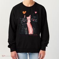 Cute Cat Trio With Hearts Art For Cat Lovers Women's Sweatshirt thumb 0