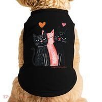 Cute Cat Trio With Hearts Art For Cat Lovers Doggie Tank thumb 0