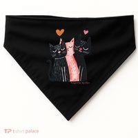 Cute Cat Trio With Hearts Art For Cat Lovers USA-Made Doggie Bandana thumb 0