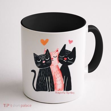 Cute Cat Trio With Hearts Art For Cat Lovers Coffee Mug back