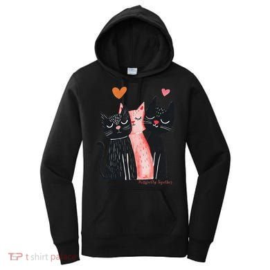 Cute Cat Trio With Hearts Art For Cat Lovers Women's Hoodie