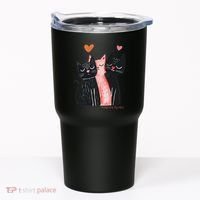 Cute Cat Trio With Hearts Art For Cat Lovers Tumbler thumb 0