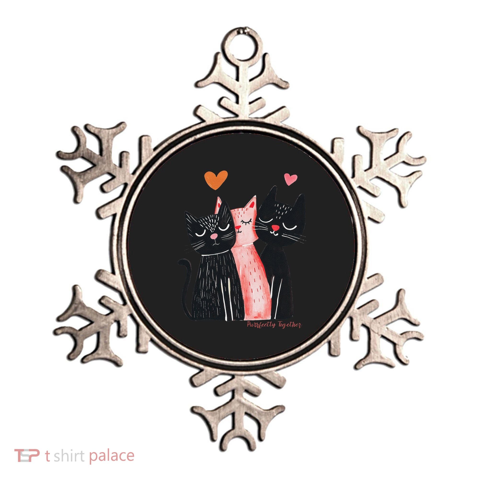Cute Cat Trio With Hearts Art For Cat Lovers Ornament