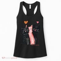 Cute Cat Trio With Hearts Art For Cat Lovers Women's Tank Top thumb 0