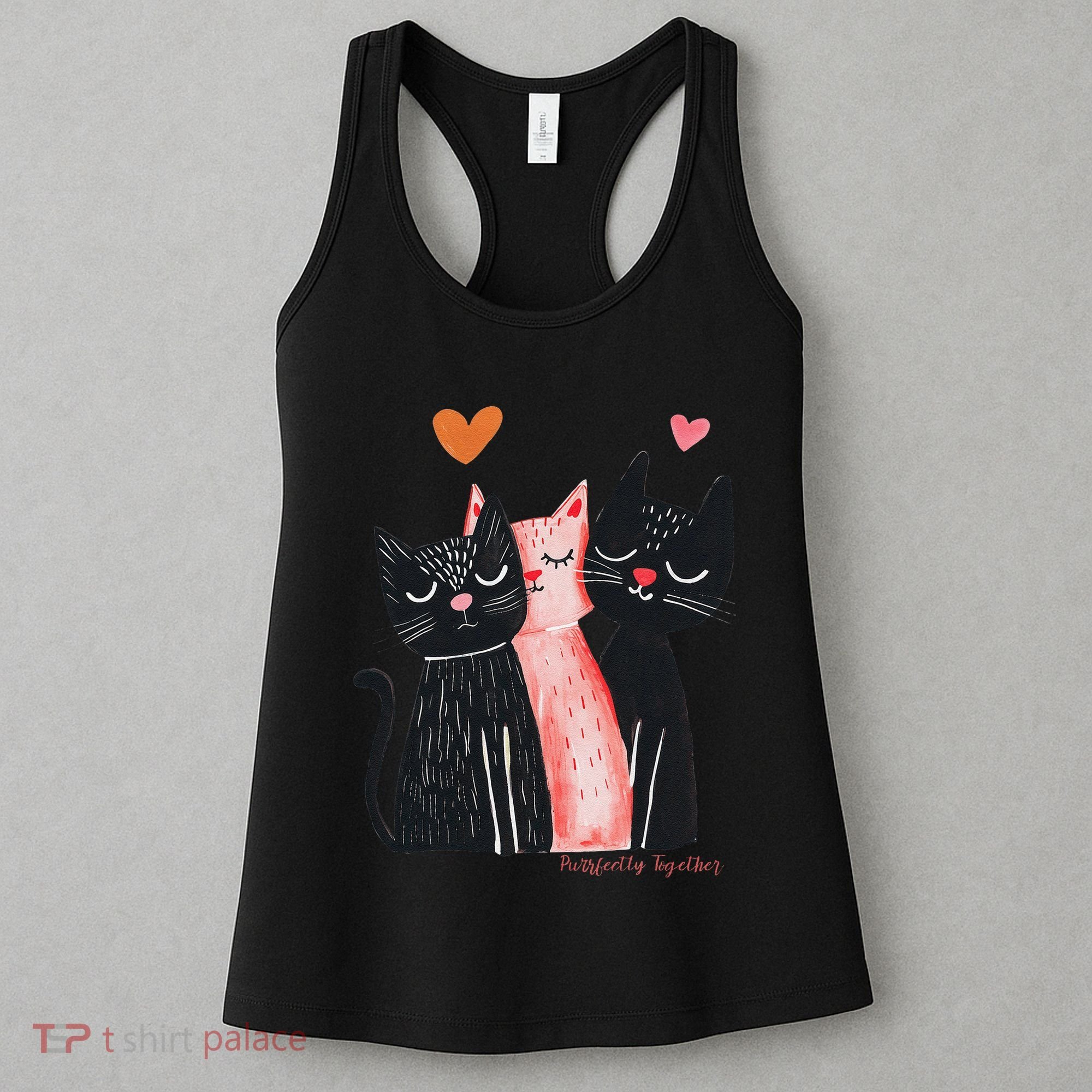 Cute Cat Trio With Hearts Art For Cat Lovers Women's Tank Top