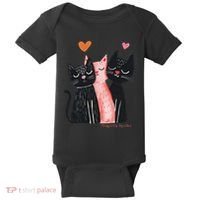 Cute Cat Trio With Hearts Art For Cat Lovers Baby Bodysuit thumb 0