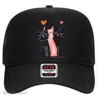 Cute Cat Trio With Hearts Art For Cat Lovers Hat thumb 0