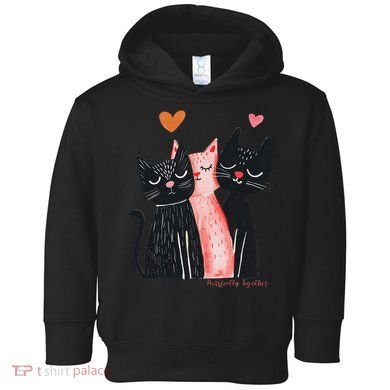 Cute Cat Trio With Hearts Art For Cat Lovers Toddler Hoodie