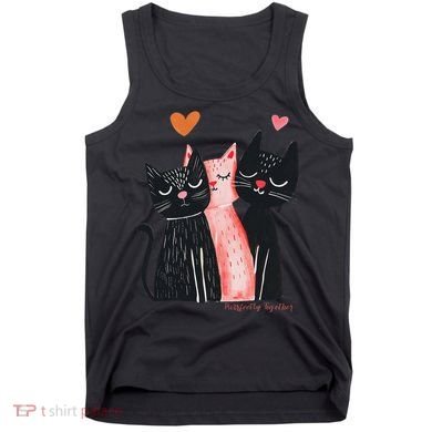 Cute Cat Trio With Hearts Art For Cat Lovers Tank Top
