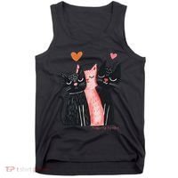 Cute Cat Trio With Hearts Art For Cat Lovers Tank Top thumb 0
