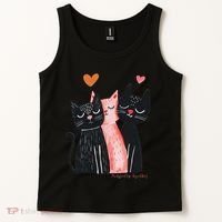 Cute Cat Trio With Hearts Art For Cat Lovers Tank Top thumb 2