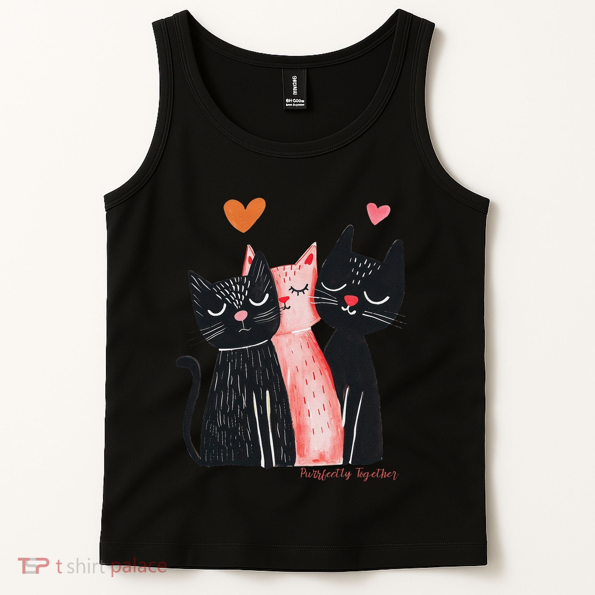 Cute Cat Trio With Hearts Art For Cat Lovers Tank Top