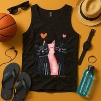 Cute Cat Trio With Hearts Art For Cat Lovers Tank Top thumb 4
