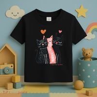 Cute Cat Trio With Hearts Art For Cat Lovers Toddler T-Shirt thumb 3