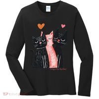 Cute Cat Trio With Hearts Art For Cat Lovers Women's Long Sleeve Shirt thumb 0