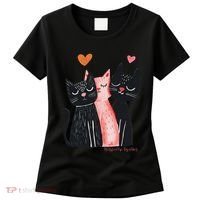 Cute Cat Trio With Hearts Art For Cat Lovers Women's T-Shirt thumb 0