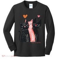 Cute Cat Trio With Hearts Art For Cat Lovers Kids Long Sleeve Shirt thumb 0