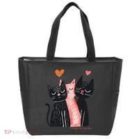 Cute Cat Trio With Hearts Art For Cat Lovers Tote Bag thumb 0