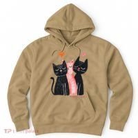Cute Cat Trio With Hearts Art For Cat Lovers Hoodie thumb 0