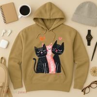 Cute Cat Trio With Hearts Art For Cat Lovers Hoodie thumb 3