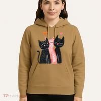 Cute Cat Trio With Hearts Art For Cat Lovers Hoodie thumb 5