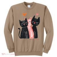 Cute Cat Trio With Hearts Art For Cat Lovers Sweatshirt thumb 0