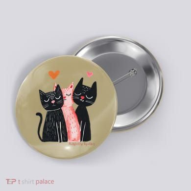 Cute Cat Trio With Hearts Art For Cat Lovers Button