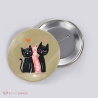 Cute Cat Trio With Hearts Art For Cat Lovers Button thumb 0