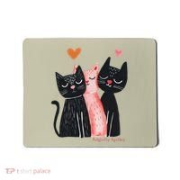 Cute Cat Trio With Hearts Art For Cat Lovers Mousepad thumb 0