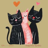 Cute Cat Trio With Hearts Art For Cat Lovers Mousepad thumb 1