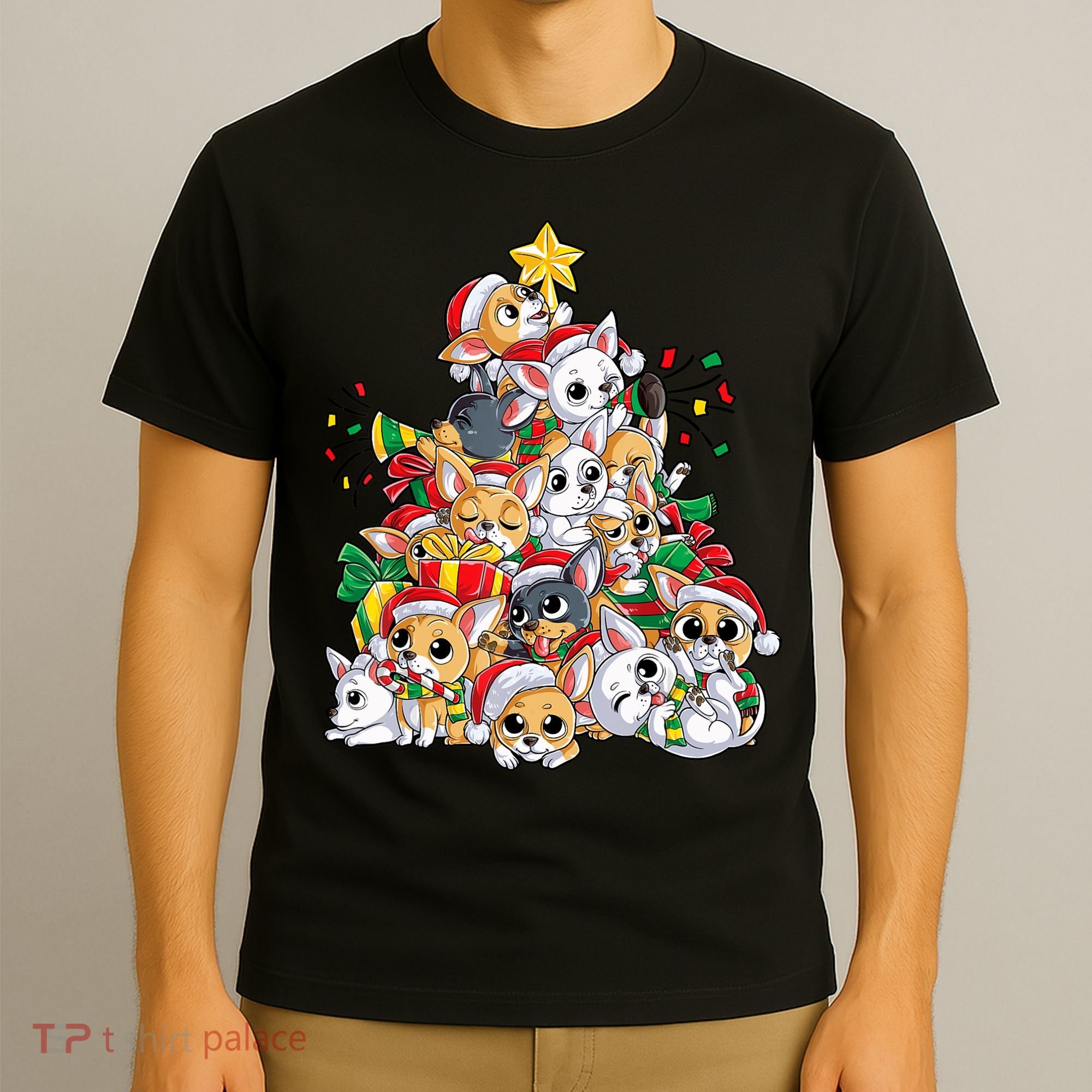 Chihuahua Christmas Tree Santa Dog Lover Xmas Women T-Shirt