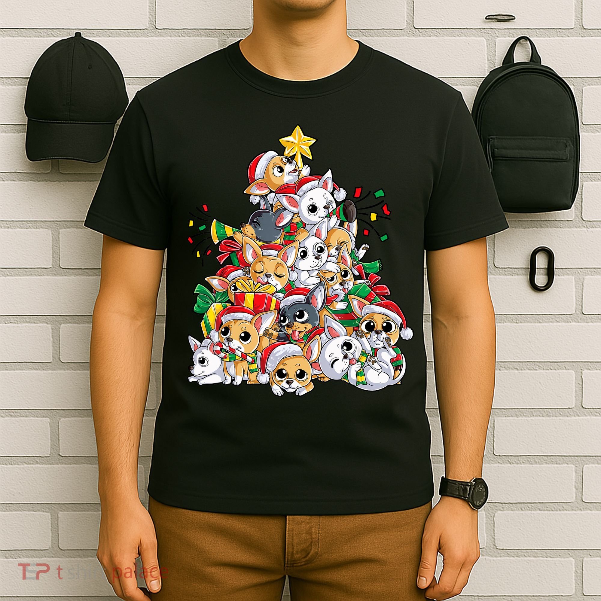 Chihuahua Christmas Tree Santa Dog Lover Xmas Women T-Shirt