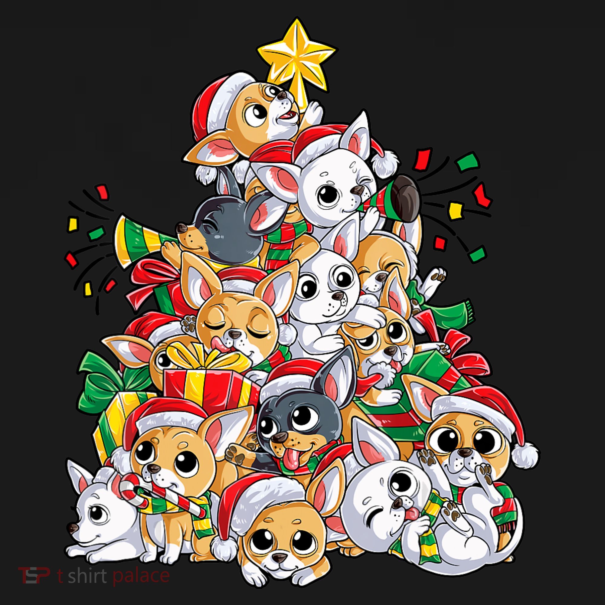 Chihuahua Christmas Tree Santa Dog Lover Xmas Women T-Shirt