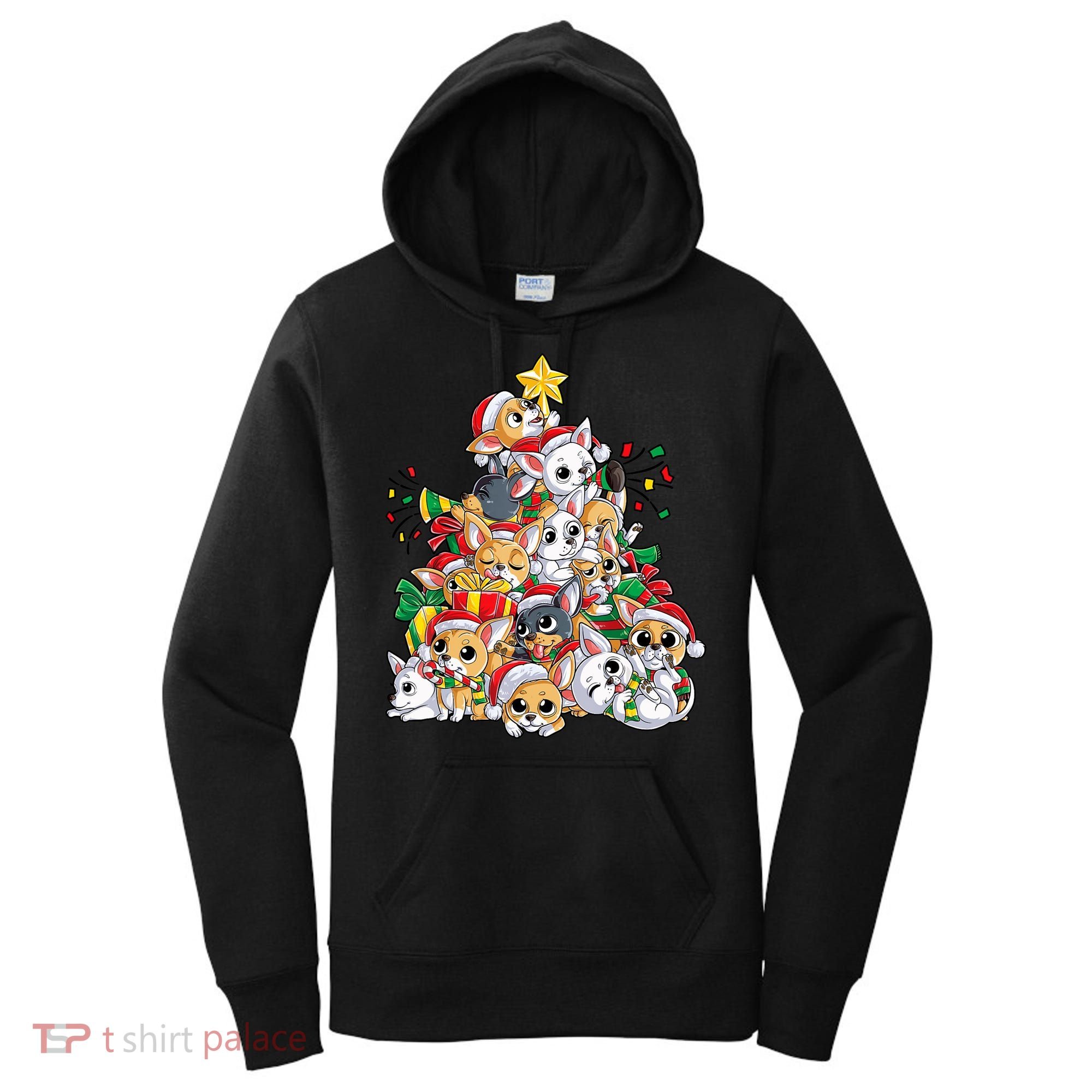 Chihuahua Christmas Tree Santa Dog Lover Xmas Women Women's Hoodie