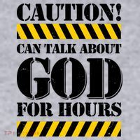 Caution! Can Talk About God For Hours Women's Racerback Cropped Tank thumb 2
