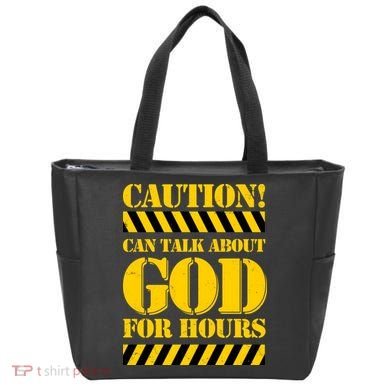 Caution! Can Talk About God For Hours Tote Bag