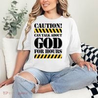 Caution! Can Talk About God For Hours Comfort Colors T-Shirt thumb 2