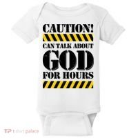 Caution! Can Talk About God For Hours Baby Bodysuit thumb 0