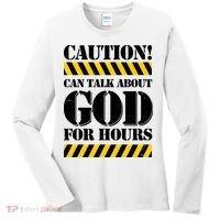 Caution! Can Talk About God For Hours Women's Long Sleeve Shirt thumb 0