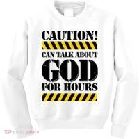 Caution! Can Talk About God For Hours Kids Sweatshirt thumb 0