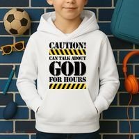 Caution! Can Talk About God For Hours Kids Hoodie thumb 2