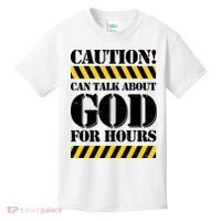 Caution! Can Talk About God For Hours Kids T-Shirt thumb 0